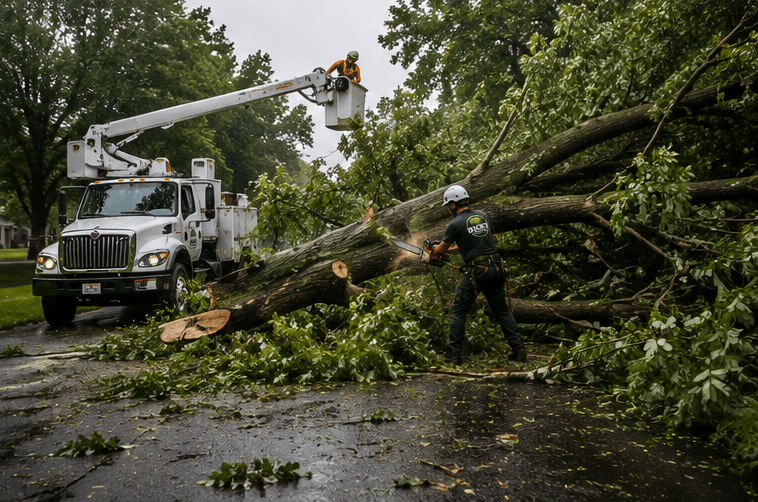 Storm damaged tree cleanup